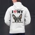 Boston Terrier I Heart My Dog Dog Lover Men's Hoodie Back Print, gift for family, gift for coworker