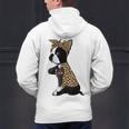 Boston Terrier Lover I Love Mom Tattoo Leopard Men's Hoodie Back Print, Boston Terrier Mom Hoodies, gift for family, gift for coworker