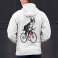 Boston Terrier Riding Bicycle Cute Bostie Biker Raglan Baseball Tee Men's Hoodie Back Print, Boston Terrier Riding Hoodies, gift for family, gift for coworker