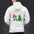 Boston Terrier Santa Hat Dabbing Around The Christmas Tree Men's Hoodie Back Print, Boston Terrier Christmas Hoodies, gift for family, gift for coworker
