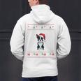 Boston Terrier Wearing Santa Hat Ugly Xmas Dog Lovers Men's Hoodie Back Print, gift for family, gift for coworker