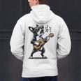 Dog Playing Guitar Singing Boston Terrier For Men Women Girls Kids Men's Hoodie Back Print, gift for family, gift for coworker