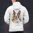 Floral Boston Terrier Men's Hoodie Back Print, gift for family, gift for coworker