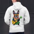 Hawaiian Boston Terrier & Pineapple Ukulele Summer Vacation Men's Hoodie Back Print, gift for family, gift for coworker