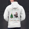 Ugly Christmas Tree Lights Xmas Santa Riding Boston Terrier Men's Hoodie Back Print, Boston Terrier Riding Hoodies, Boston Terrier Christmas Hoodies, gift for family, gift for coworker