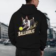 Ballaholic Boston Terrier Dog Chasing Bostie Ball Men's Hoodie Back Print, novelty gifts, funny gifts