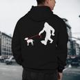 Bigfoot Walking With Bull Terrier Dog Men's Hoodie Back Print, novelty gifts, funny gifts