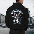 Boston Terrier Boy Cute Cartoon Dog Owner Pet Boston Terrier Men's Hoodie Back Print, novelty gifts, funny gifts
