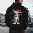 Boston Terrier Christmas Santa Hat Tree Lights Pajama Men's Hoodie Back Print, novelty gifts, funny gifts