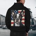 Boston Terrier Dog American Flag 4th Of July Patriotic Puppy Men's Hoodie Back Print, novelty gifts, funny gifts