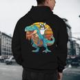 Boston Terrier Dog Riding Dinosaur T Rex Boys Men's Hoodie Back Print, novelty gifts, funny gifts