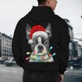 Boston Terrier Dog Santa Christmas Tree Lights Xmas Men's Hoodie Back Print, novelty gifts, funny gifts