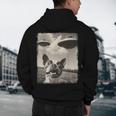 Boston Terrier Dog UFO Alien Extraterrestrial Selfie Men's Hoodie Back Print, novelty gifts, funny gifts