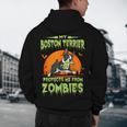 Boston Terrier Halloween Zombie American Gentleman Dog Lover Men's Hoodie Back Print, novelty gifts, funny gifts