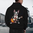 Boston Terrier Playing Guitar Boston Terrier Men's Hoodie Back Print, novelty gifts, funny gifts