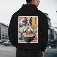 Boston Terrier Ramen Noodles Japanese Art Retro Ocean Waves Men's Hoodie Back Print, novelty gifts, funny gifts