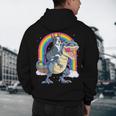 Boston Terrier Riding Dinosaur T-Rex Boys Kids Rainbow Men's Hoodie Back Print, novelty gifts, funny gifts