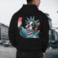 Boston Terrier Selfie Statue Of Liberty 4th Of July American Men's Hoodie Back Print, novelty gifts, funny gifts