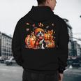 Boston Terrier Thanksgiving Leopard Pumpkins Fall Leaves Men's Hoodie Back Print, novelty gifts, funny gifts