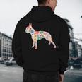 Boston Terrier Watercolor Flowers Men's Hoodie Back Print, novelty gifts, funny gifts