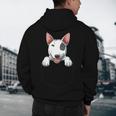 Bull Terrier Pocket Bull Terrier Peeking Out Pocket Men's Hoodie Back Print, novelty gifts, funny gifts