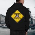 Caution Sign Boston Terrier Dog Bostie Puppy Men's Hoodie Back Print, novelty gifts, funny gifts