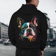 Cute Boston Terrier Puppy Dog Art Lover Unique Painting For Men Women Kids Men's Hoodie Back Print, novelty gifts, funny gifts