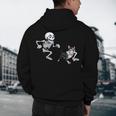 Skeleton Chasing Dog Boston Terrier Halloween Pet Lover Men's Hoodie Back Print, novelty gifts, funny gifts