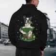 St Patrick's Day Leprechaun Boston Terrier Dog Shamrock For Men Women Kids Men's Hoodie Back Print, novelty gifts, funny gifts