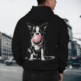 Vintage Boston Terrier Blowing Bubble Gum American Gentleman Men's Hoodie Back Print, novelty gifts, funny gifts