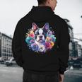 Watercolor Floral Boston Terrier Mama Dog Lover Mother's Day Men's Hoodie Back Print, novelty gifts, funny gifts