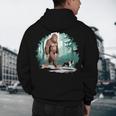 Whimsical Forest Adventures Sasquatch Bigfoot Walking Boston Terrier Dog Lovers Men's Hoodie Back Print, novelty gifts, funny gifts