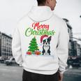 Boston Terrier Christmas Tree Lights Xmas Dog Lover Men's Hoodie Back Print, novelty gifts, funny gifts
