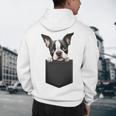 Boston Terrier Dog Puppy Dog In Pocket Cute Pet Lover Men's Hoodie Back Print, novelty gifts, funny gifts