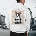 Boston Terrier Mug Shot Guilty Dog Men's Hoodie Back Print, novelty gifts, funny gifts