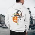 Boston Terrier Pumpkin Jack O Lantern Halloween Men's Hoodie Back Print, novelty gifts, funny gifts