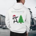 Boston Terrier Santa Hat Dabbing Around The Christmas Tree Men's Hoodie Back Print, novelty gifts, funny gifts