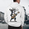 Dog Playing Guitar Singing Boston Terrier For Men Women Girls Kids Men's Hoodie Back Print, novelty gifts, funny gifts
