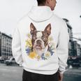 Floral Boston Terrier Men's Hoodie Back Print, novelty gifts, funny gifts