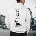 Inhale Exhale Yoga Boston Terrier Tshirt Men's Hoodie Back Print, novelty gifts, funny gifts