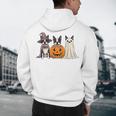 Spooky Ghost Boston Terrier Pumpkin Halloween Dog Lover Men's Hoodie Back Print, novelty gifts, funny gifts