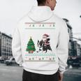 Ugly Christmas Tree Lights Xmas Santa Riding Boston Terrier Men's Hoodie Back Print, novelty gifts, funny gifts