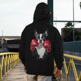 Boston Terrier Boxing Men's Hoodie Back Print, funny design