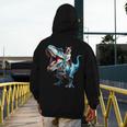 Boston Terrier Riding T-Rex Dinosaur Dog Lover Men's Hoodie Back Print, Boston Terrier Riding Gifts, funny design