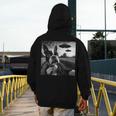 Boston Terrier Graphic Selfie With UFOs Weird Aliens Men's Hoodie Back Print, funny design