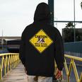 Caution Sign Boston Terrier Dog Bostie Puppy Men's Hoodie Back Print, funny design