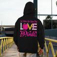In October We Wear Pink Love Teacher Breast Cancer Awareness Men&#x27;s Hoodie Back Print, funny design
