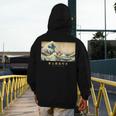 Surfing Boston Terrier Kanagawa Wave Japanese Dog For Men Women Kids Men's Hoodie Back Print, funny design