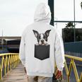 Boston Terrier Dog Puppy Dog In Pocket Cute Pet Lover Men's Hoodie Back Print, funny design