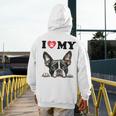 Boston Terrier I Heart My Dog Dog Lover Men's Hoodie Back Print, funny design